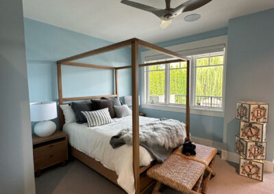 All-Scope Painting bedroom with wood canopy frame