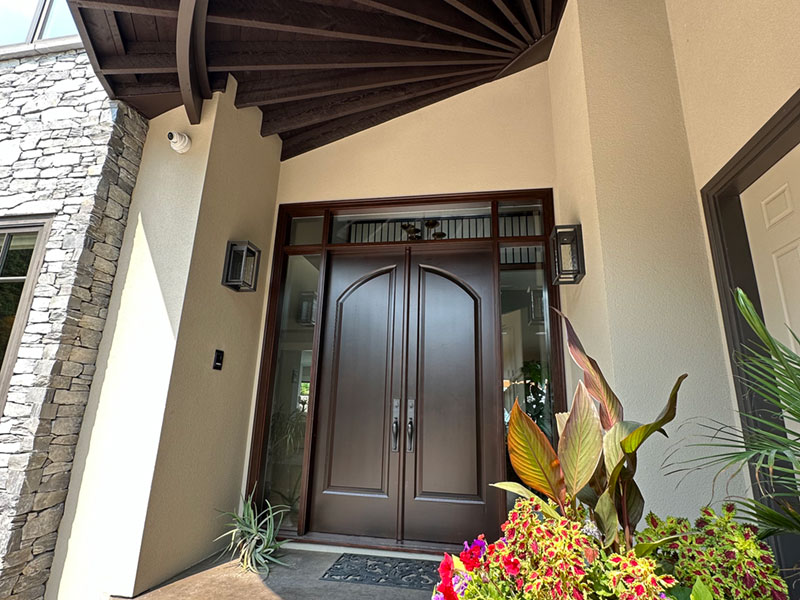 All Scope new front door with wood ceiling