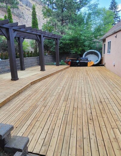 Deck stripped and weather sealed, pergola sanded and solid stained