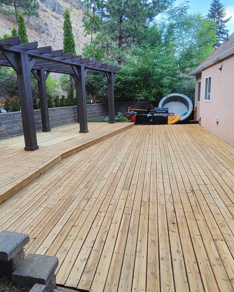 Deck stripped and weather sealed, pergola sanded and solid stained